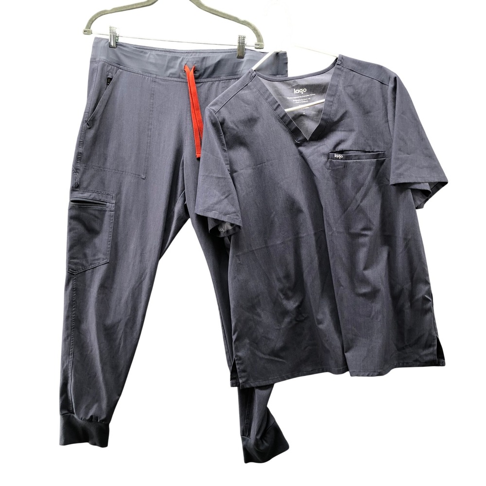 Lago Jogger Scrub Set Mens XL Gray Short Sleeve V-Neck